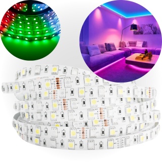 Taśma LED RGBW Kolorowa SMD 5050 5M Multikolor + Biały Neutralny 4000K IP20