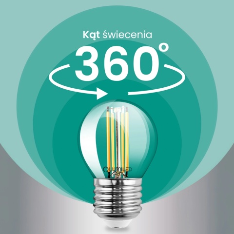 Żarówka LED E27 Filament Kulka P45 2,2W = 40W 470lm Klasa A Ciepła 2700K