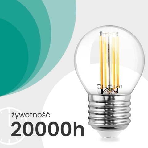 Żarówka LED E27 Filament Kulka P45 2,2W = 40W 470lm Klasa A Ciepła 2700K