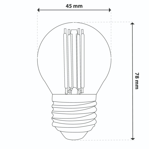 Żarówka LED E27 Filament Kulka P45 2,2W = 40W 470lm Klasa A Ciepła 2700K