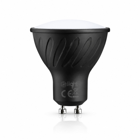 Żarówka LED GU10 6W 4000K 510 lm w czarnej obudowie – widok z przodu