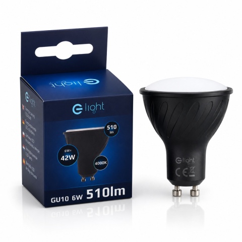 Czarna żarówka LED GU10 6W 4000K 510 lm Eko-Light z opakowaniem
