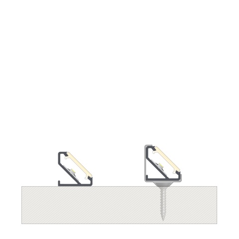 Zestaw profil LED aluminiowy kątowy 45° srebrny klosz mleczny PC 2,02 m + 4 zaślepki + 4 uchwyty BARDE