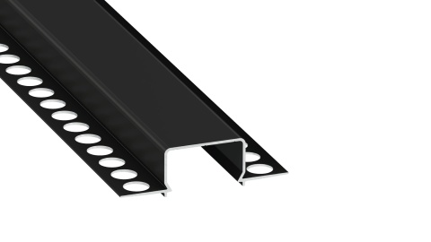 Zestaw profil LED p/t dp 2 taśm czarny klosz mleczny PC 2,02 m + klosz + 4 zaślepki HORST