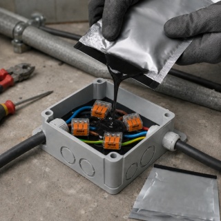 Żywica elektroinstalacyjna poliuretanowa dwukomponentowa czarna 197g do muf i puszek