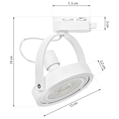 Lampa Szynowa LUGAR 1xAR111 GU10 Biała do Szynoprzewodu 1-Obwodowego v2.0