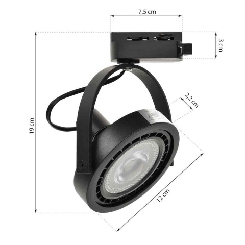 Lampa Szynowa LUGAR 1xAR111 GU10 Czarna do Szynoprzewodu 1-Obwodowego v2.0