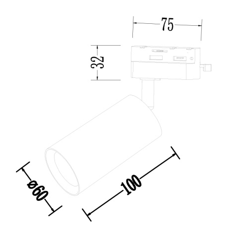 Lampa Szynowa PIPE 1xGU10 Czarna do Szynoprzewodu 1-Obwodowego v2.0