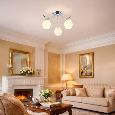 Lampa sufitowa ELLA 3xE27 chromowana szklane klosze Milagro