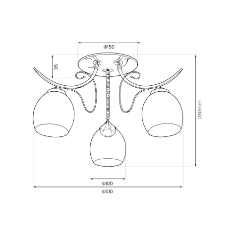 Lampa sufitowa ELLA 3xE27 chromowana szklane klosze Milagro
