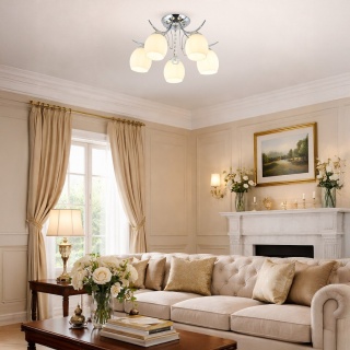 Lampa sufitowa ELLA 5xE27 chromowana szklane klosze Milagro