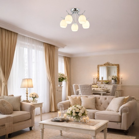 Lampa sufitowa ELLA 5xE27 chromowana szklane klosze Milagro