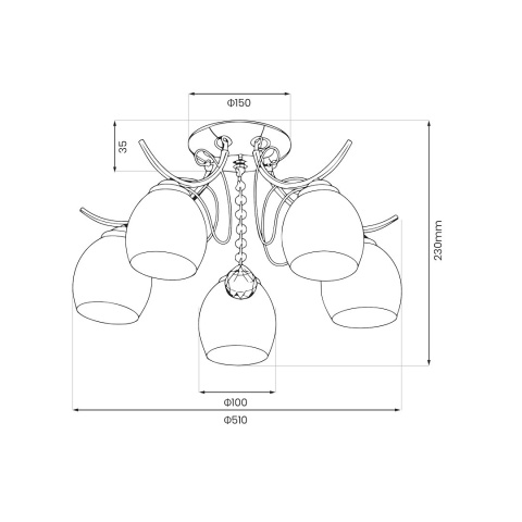 Lampa sufitowa ELLA 5xE27 chromowana szklane klosze Milagro