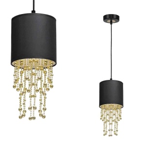Lampa wisząca ALMERIA - zwis 1xE27 czarno-złota 15 cm Milagro