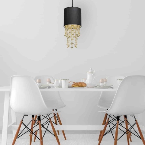 Lampa wisząca ALMERIA - zwis 1xE27 czarno-złota 15 cm Milagro