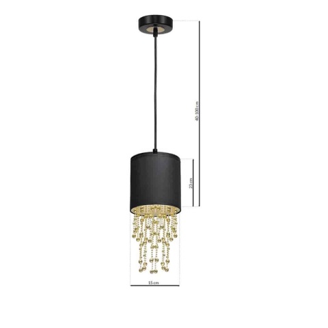 Lampa wisząca ALMERIA - zwis 1xE27 czarno-złota 15 cm Milagro