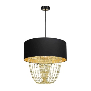 Lampa wisząca ALMERIA - zwis 1xE27 czarno-złota 50 cm Milagro