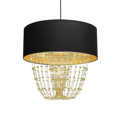 Lampa wisząca ALMERIA - zwis 1xE27 czarno-złota 50 cm Milagro