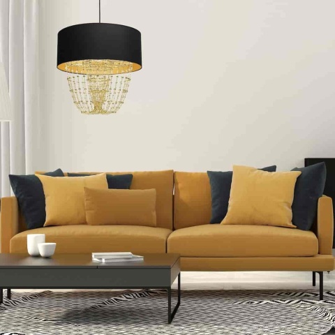 Lampa wisząca ALMERIA - zwis 1xE27 czarno-złota 50 cm Milagro