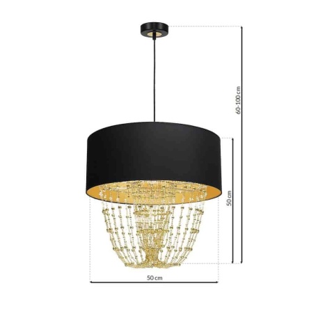 Lampa wisząca ALMERIA - zwis 1xE27 czarno-złota 50 cm Milagro