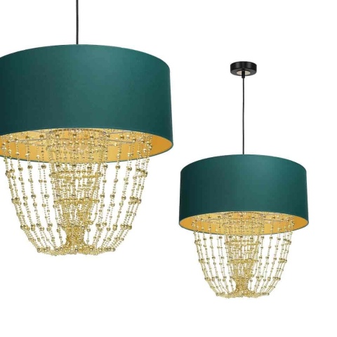 Lampa wisząca ALMERIA - zwis 1xE27 zielono-złota 50 cm Milagro