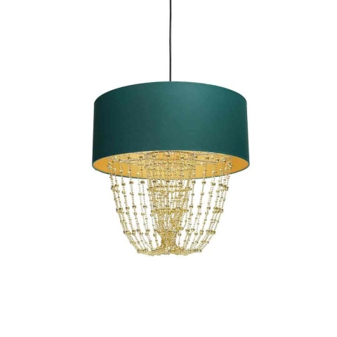 Lampa wisząca ALMERIA - zwis 1xE27 zielono-złota 50 cm Milagro