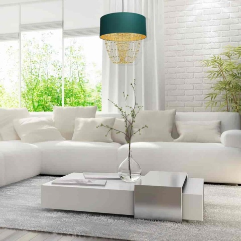 Lampa wisząca ALMERIA - zwis 1xE27 zielono-złota 50 cm Milagro