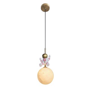 Lampa wisząca Astronauta - zwis 1xE27 biało-złota 15 cm Milagro