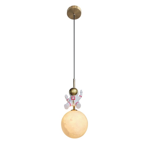 Lampa wisząca Astronauta - zwis 1xE27 biało-złota 15 cm Milagro
