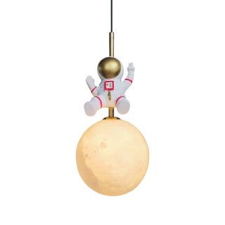 Lampa wisząca Astronauta - zwis 1xE27 biało-złota 15 cm Milagro