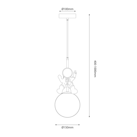 Lampa wisząca Astronauta - zwis 1xE27 biało-złota 15 cm Milagro