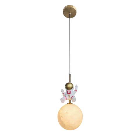 Lampa wisząca Astronauta - zwis 1xE27 biało-złota 15 cm Milagro