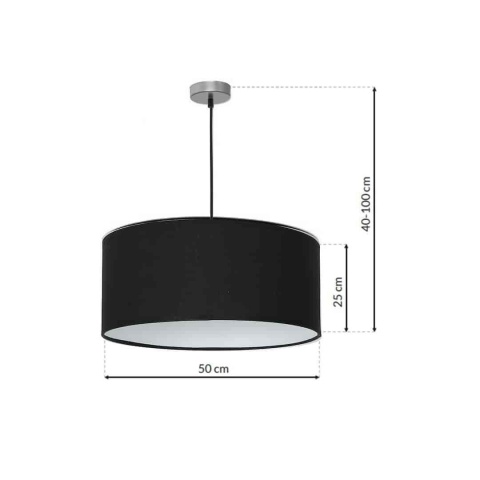 Lampa wisząca CASINO - zwis 1xE27 czarno-chromowana 50 cm Milagro