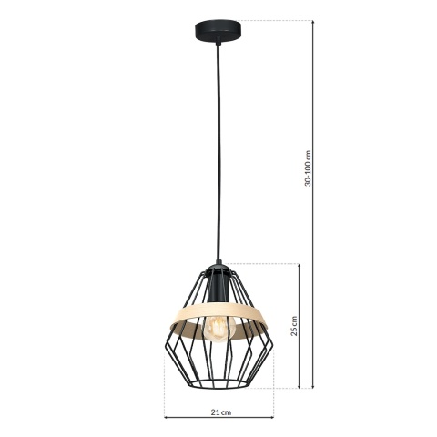 Lampa wisząca CLIFF - zwis 1xE27 czarna 21 cm Milagro