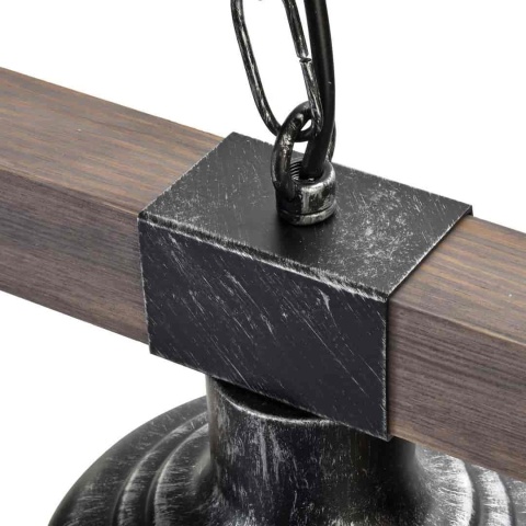 Lampa wisząca FARO WOOD - zwis 2xE27 czarna z naturalnym drewnem 60 cm Milagro