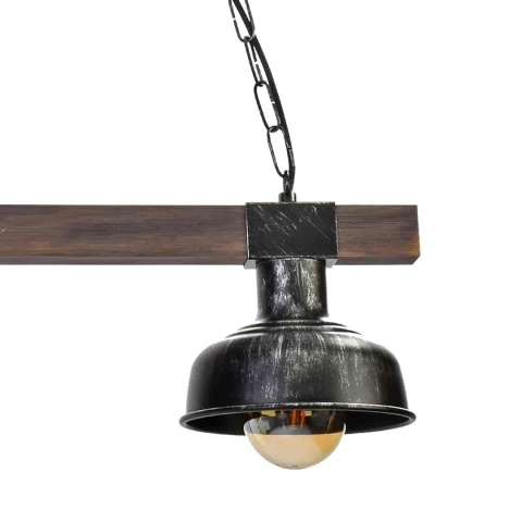 Lampa wisząca FARO WOOD - zwis 2xE27 czarna z naturalnym drewnem 60 cm Milagro