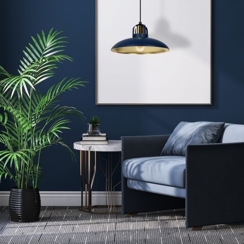 Lampa wisząca FELIX NAVY - zwis 1xE27 granatowo-złota 29 cm Milagro