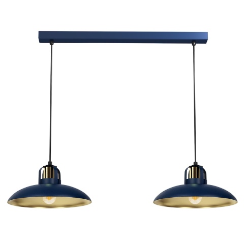 Lampa wisząca FELIX NAVY - zwis 2xE27 granatowo-złota 75 cm Milagro