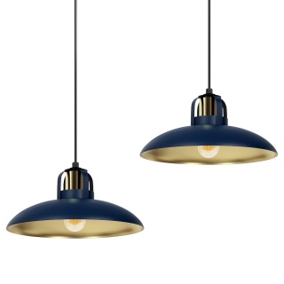 Lampa wisząca FELIX NAVY - zwis 2xE27 granatowo-złota 75 cm Milagro