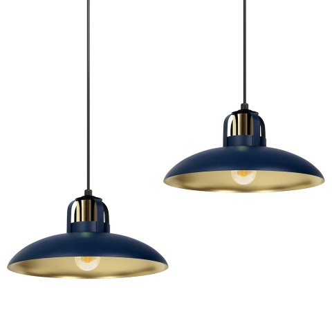 Lampa wisząca FELIX NAVY - zwis 2xE27 granatowo-złota 75 cm Milagro