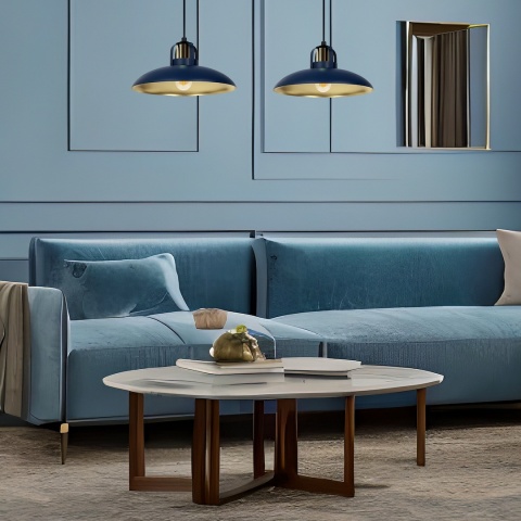 Lampa wisząca FELIX NAVY - zwis 2xE27 granatowo-złota 75 cm Milagro