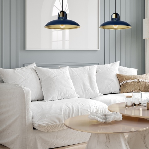 Lampa wisząca FELIX NAVY - zwis 2xE27 granatowo-złota 75 cm Milagro