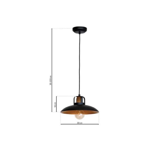 Lampa wisząca FELIX - zwis 1xE27 czarna 30 cm Milagro