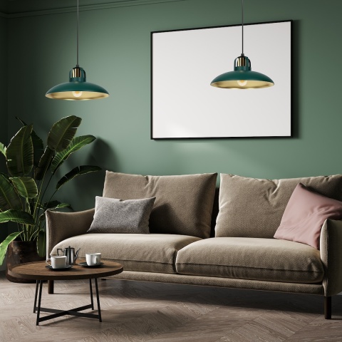 Lampa wisząca FELIX - zwis 1xE27 zielono-złota 29 cm Milagro
