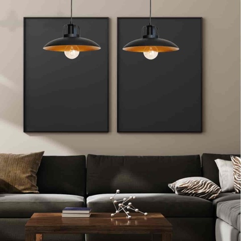 Lampa wisząca FELIX - zwis 2xE27 czarna 75 cm Milagro