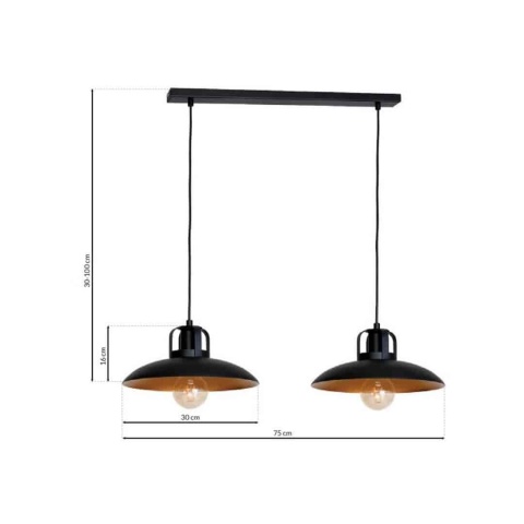 Lampa wisząca FELIX - zwis 2xE27 czarna 75 cm Milagro