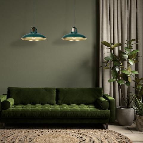 Lampa wisząca FELIX - zwis 2xE27 zielono-złota 75 cm Milagro