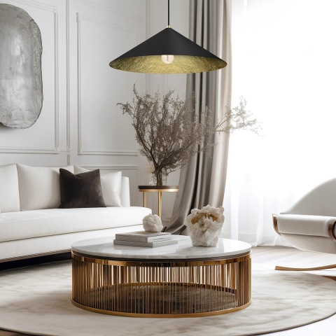 Lampa wisząca Fuji Ø70cm - zwis 1xE27 czarno-złota 70 cm Milagro