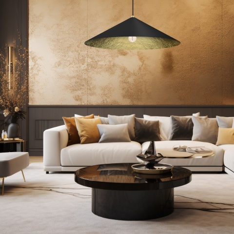 Lampa wisząca Fuji Ø90cm - zwis 1xE27 czarno-złota 90 cm Milagro