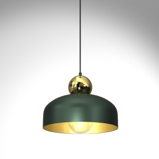 Lampa wisząca HARALD - zwis 1xE27 zielono-złota 30 cm Milagro